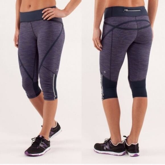 Lululemon Run Pace Crop Leggings Women's Size 6 Wee are from Space Deep Indigo S - Picture 2 of 12